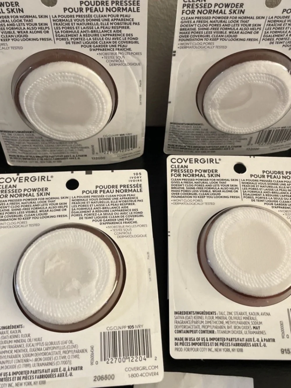 Covergirl Clean Normal Skin Pressed Powder 105 Ivory, WITH TALC, x4 SEE DESCR